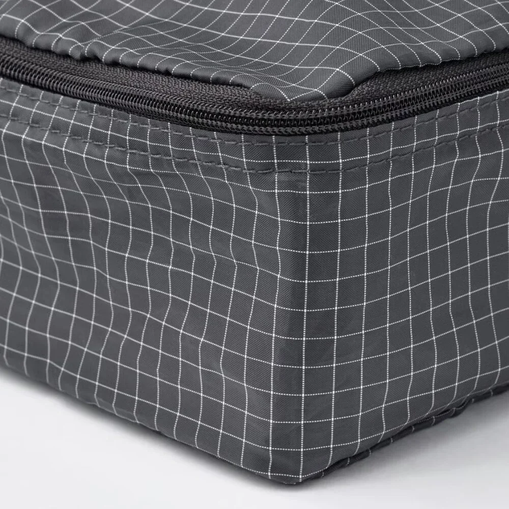 IKEA RENSARE Clothes bag, set of 3, check pattern, gray black